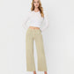 Front product images of Olive - High Rise Raw Hem Crop Wide Leg Jeans