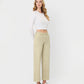 Right 45 degrees product image of Olive - High Rise Raw Hem Crop Wide Leg Jeans