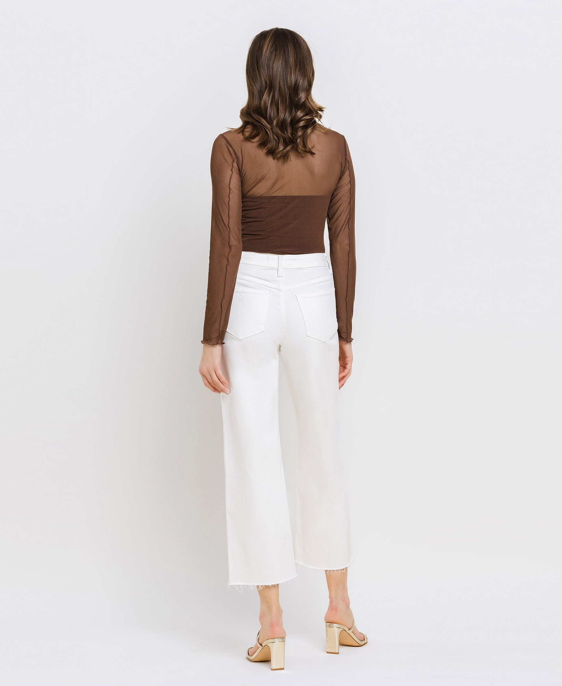 Back product images of Optic White - High Rise Crop Wide Leg Jeans