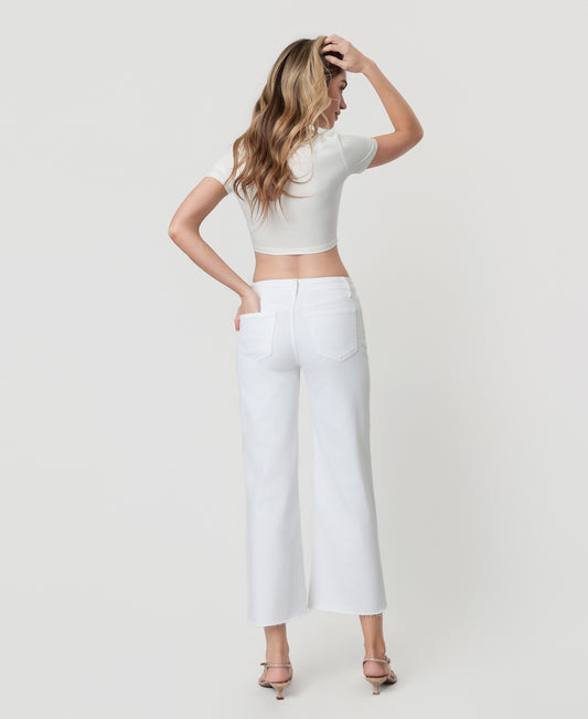 Back product images of Optic White - High Rise Crop Wide Leg Jeans