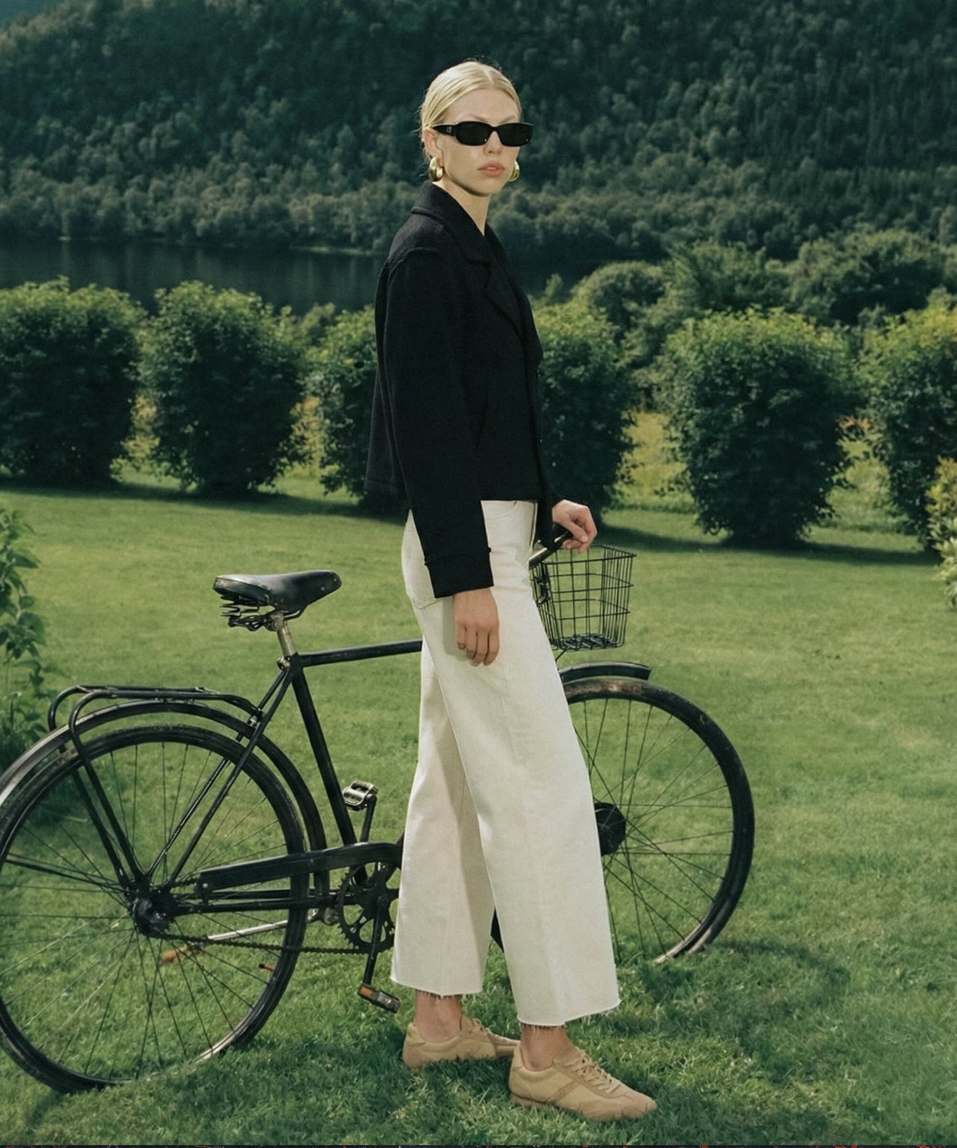 editorial image of White Swan - High Rise Crop Wide Leg Jeans