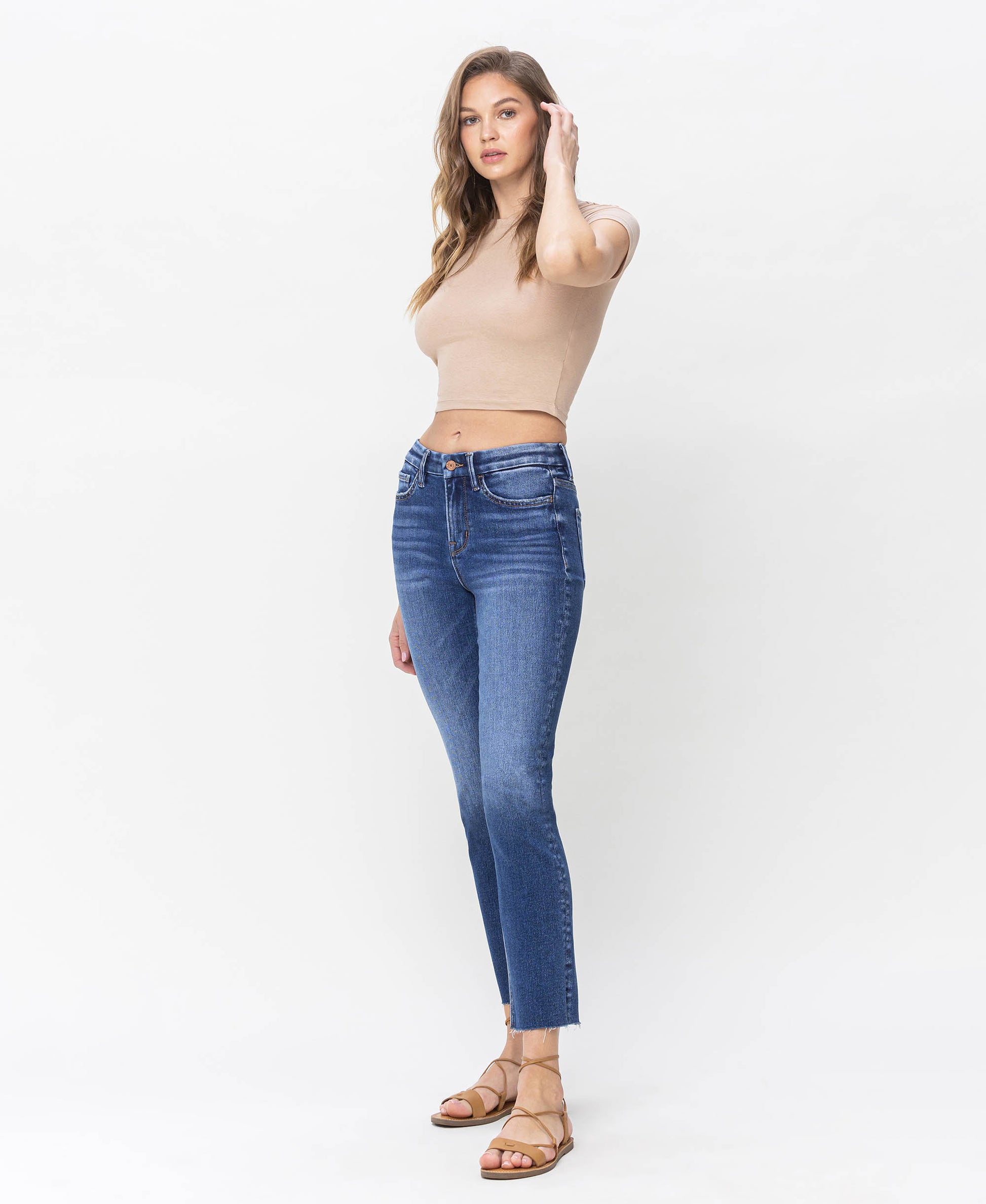 Left 45 degrees product image of Delicate - High Rise Slim Straight Jean