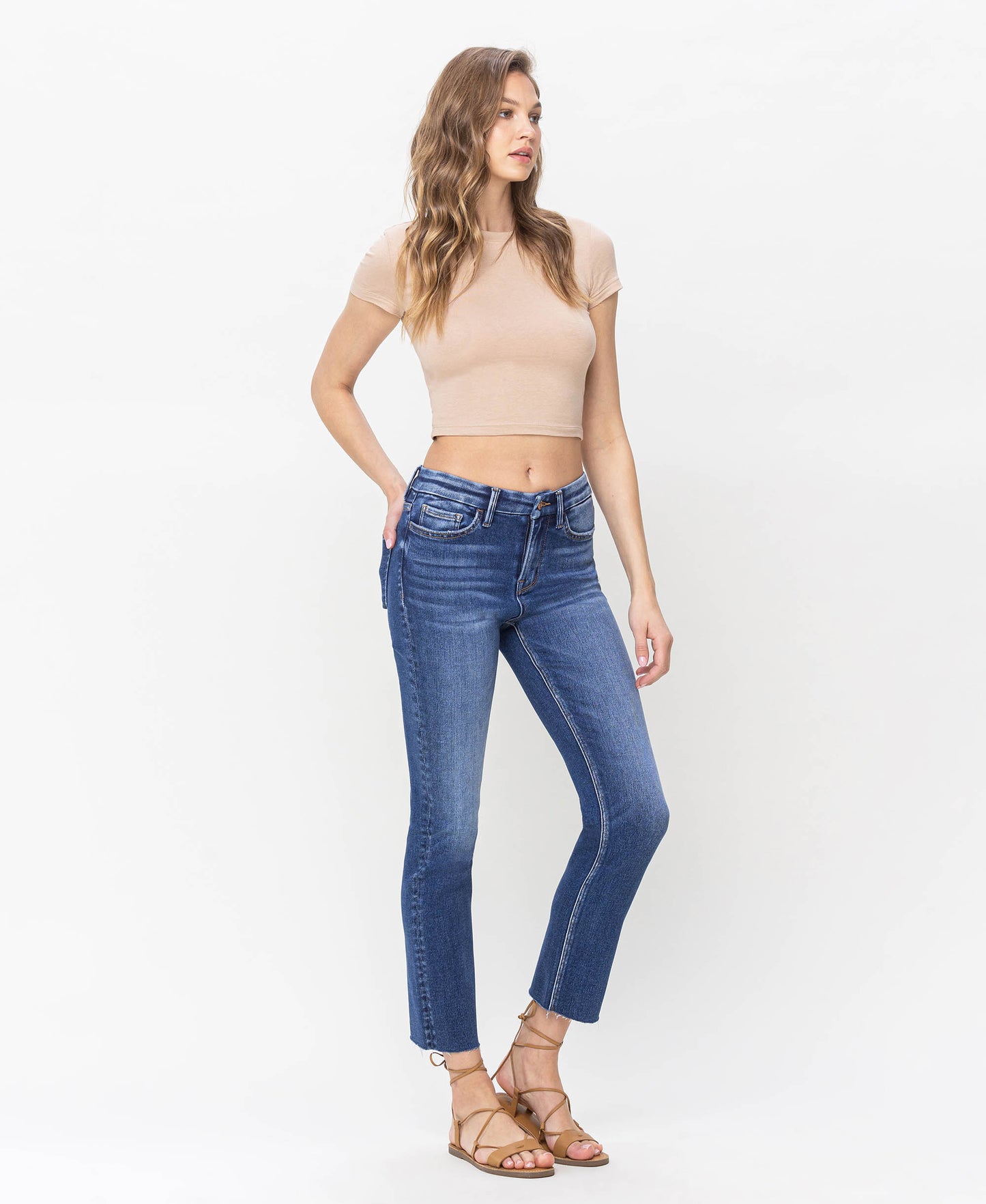 Right 45 degrees product image of Delicate - High Rise Slim Straight Jean