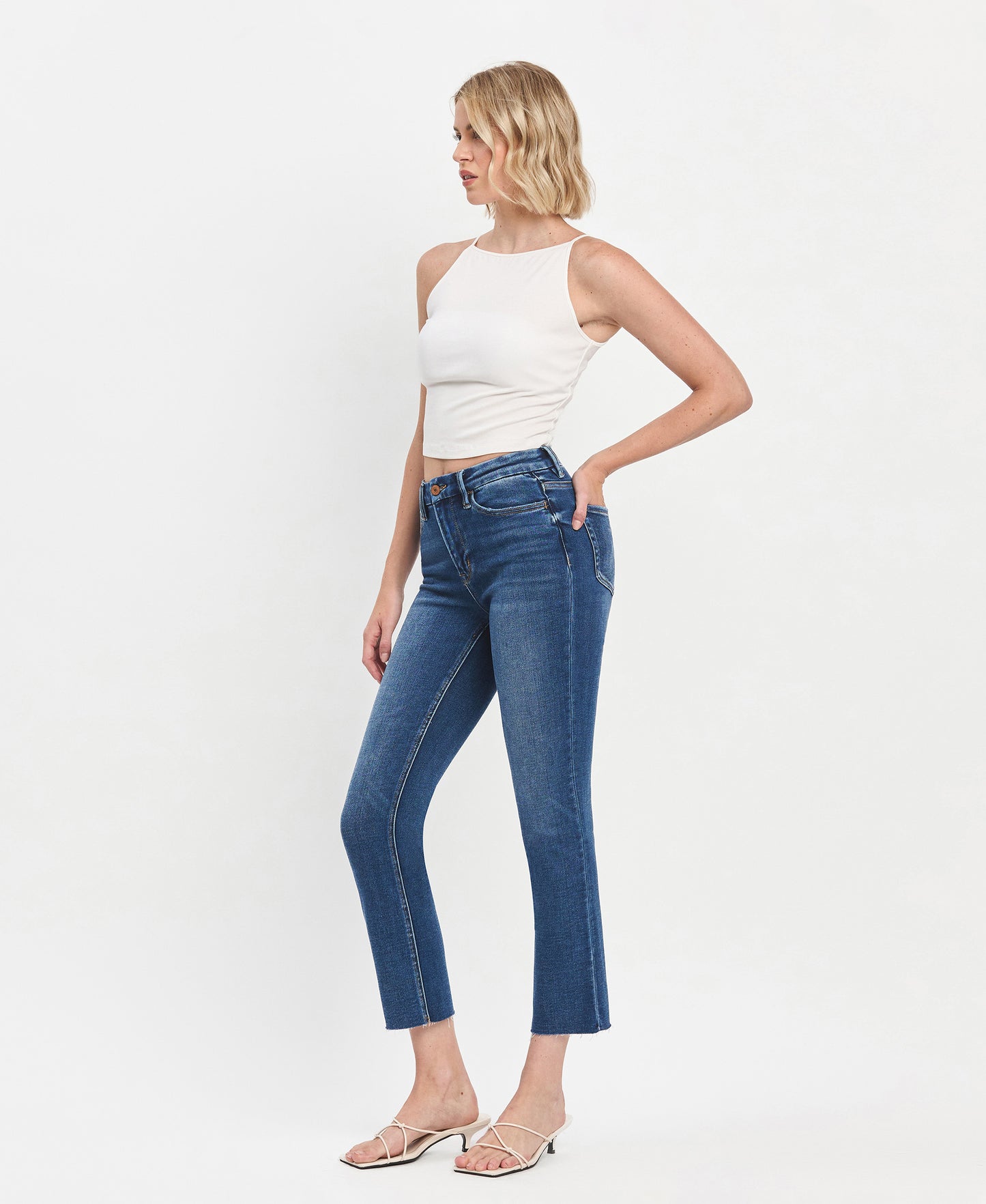 Left 45 degrees product image of Delicate - High Rise Slim Straight Jean