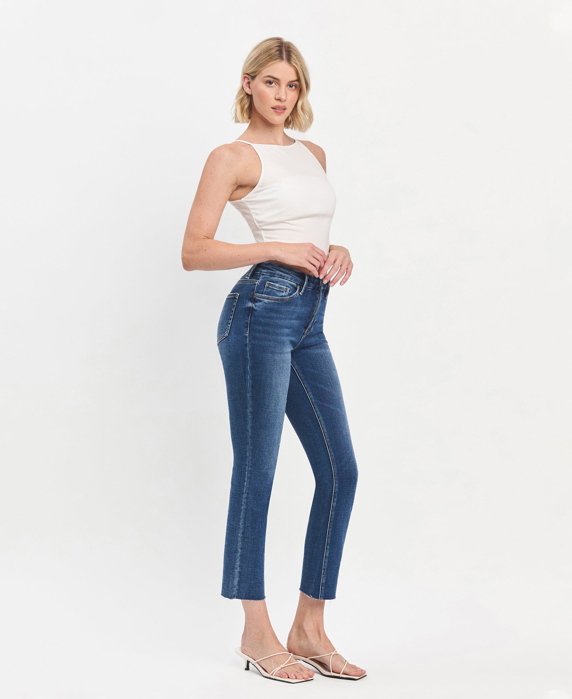 Right 45 degrees product image of Delicate - High Rise Slim Straight Jean