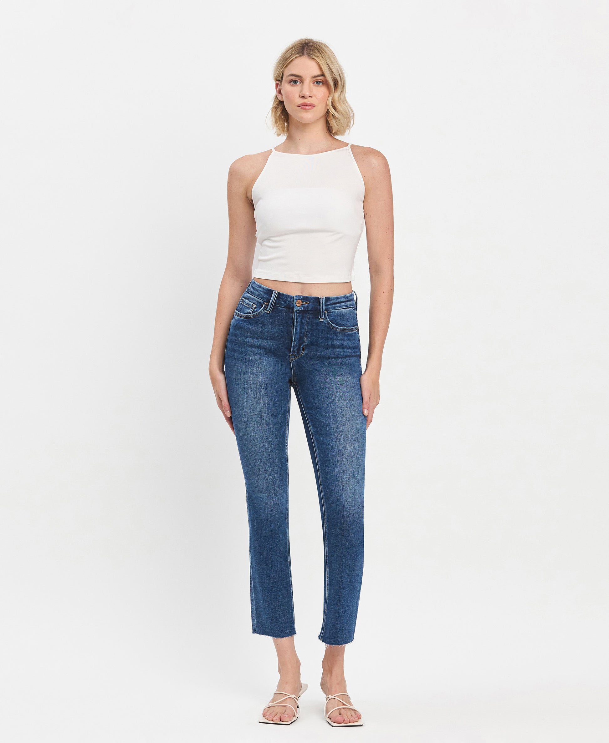 Delicate High Rise Slim Straight Jean - Main Image
