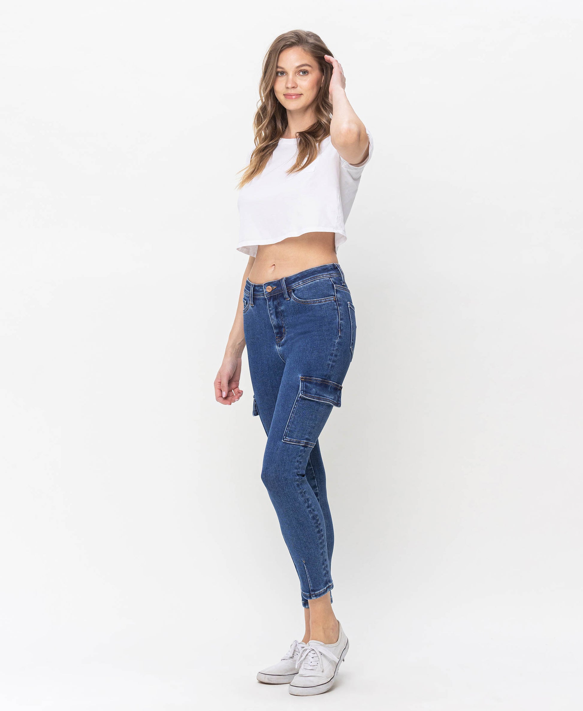 Left 45 degrees product image of Distinguished - High Rise Crop Skinny Jeans