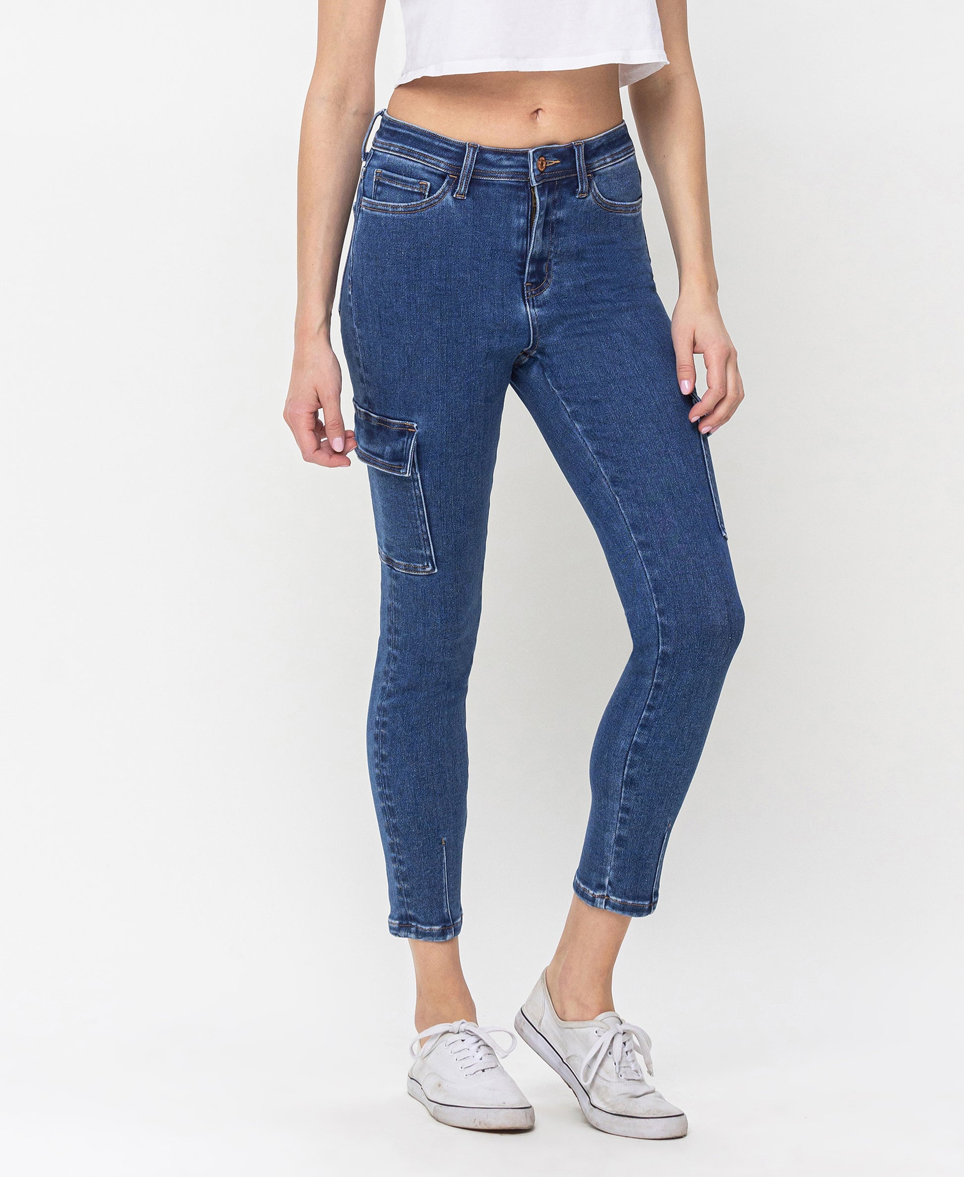 Right 45 degrees product image of Distinguished - High Rise Crop Skinny Jeans