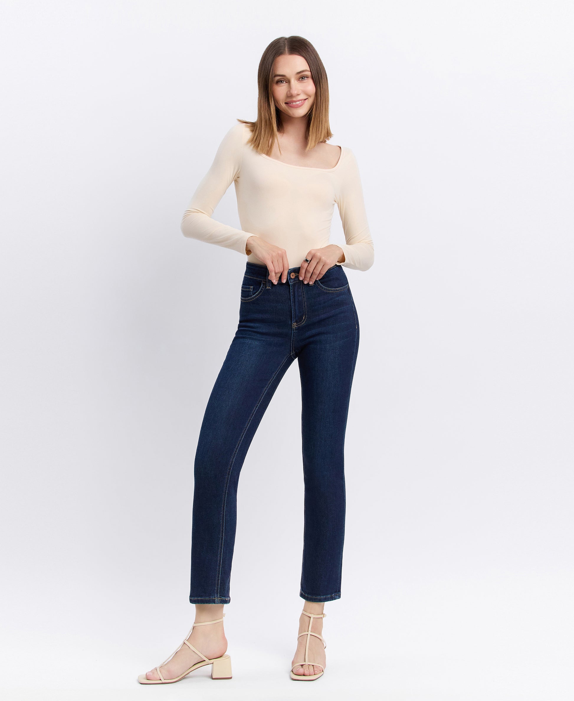 front product images of Enraptured - High Rise Ankle Slim Straight Jeans