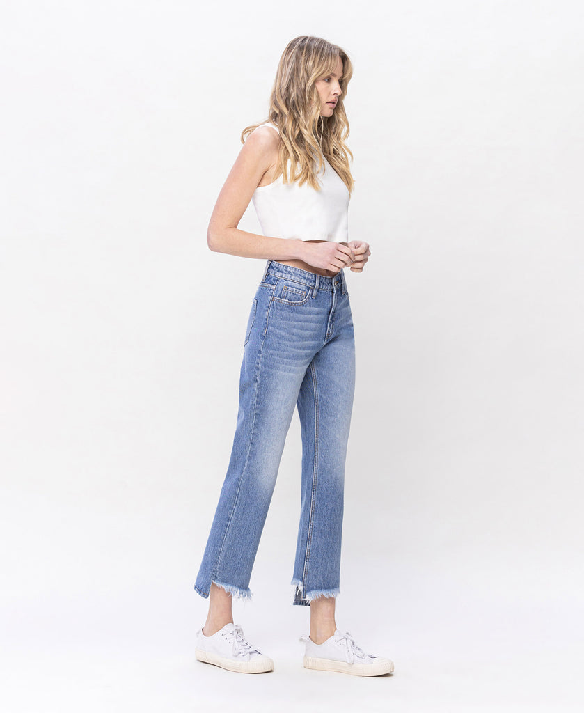Right 45 degrees product image of Powerful - High Rise Straight Denim Jeans