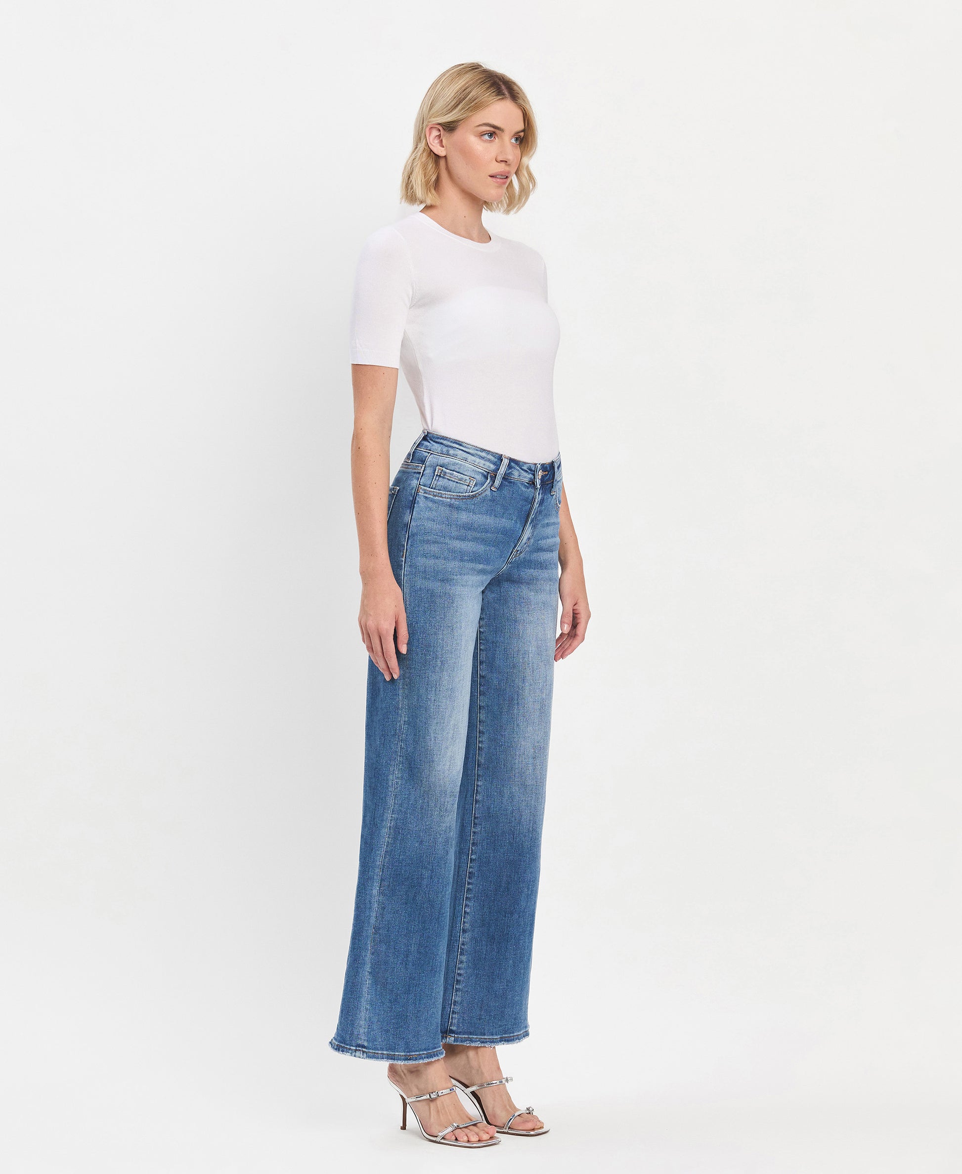 Right 45 degrees product image of Awe - High Rise Trouser Wide Leg Jeans