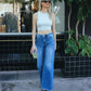 editorial image of Awe - High Rise Trouser Wide Leg Jeans