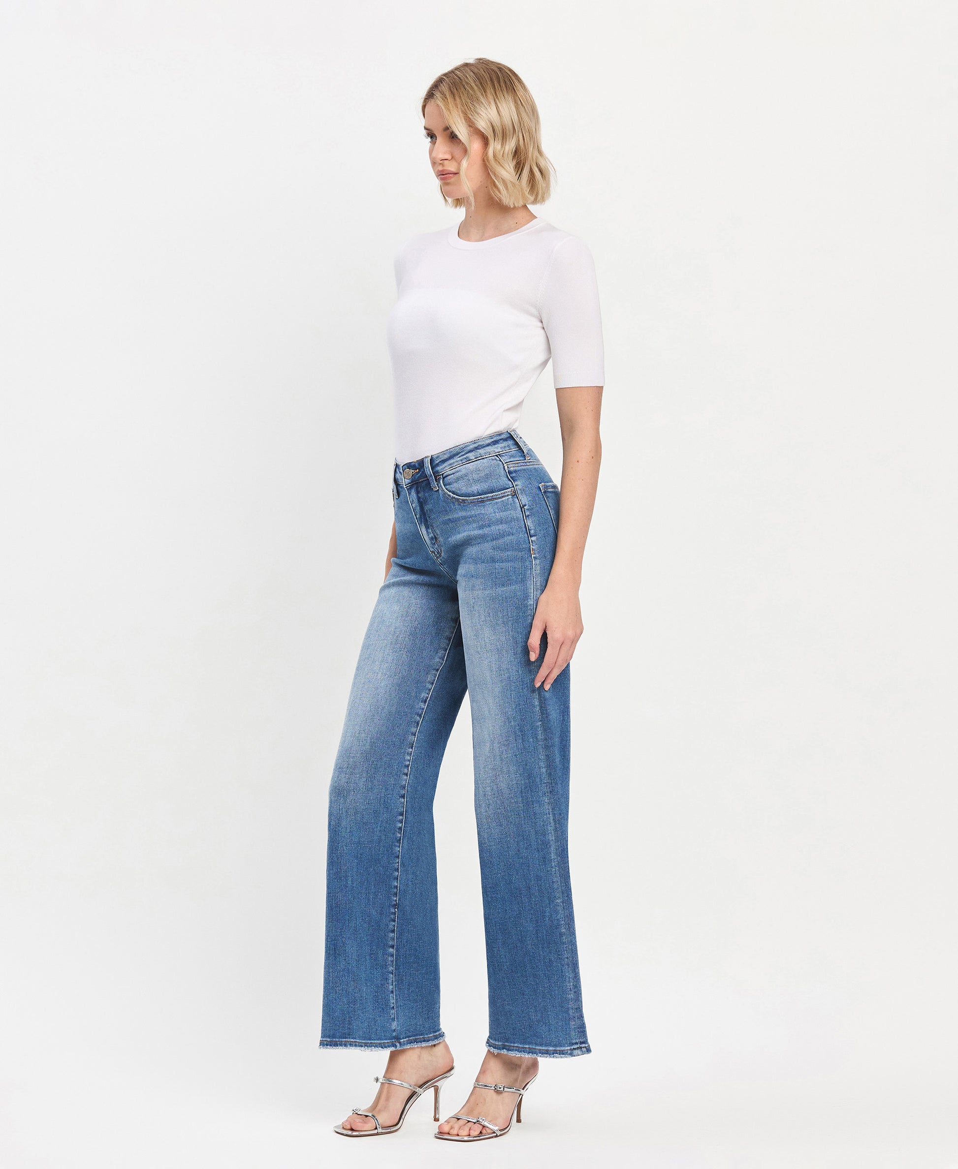 Left 45 degrees product image of Awe - High Rise Trouser Wide Leg Jeans