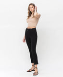 Left 45 degrees product image of Admirable - High Rise Crossover Waistband Slim Cropped Straight Jeans