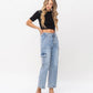 Right 45 degrees product image of Creative - Super High Rise Cargo Straight Jeans
