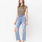 Left 45 degrees product image of Rich - 90's Super High Rise Distressed Straight Jeans