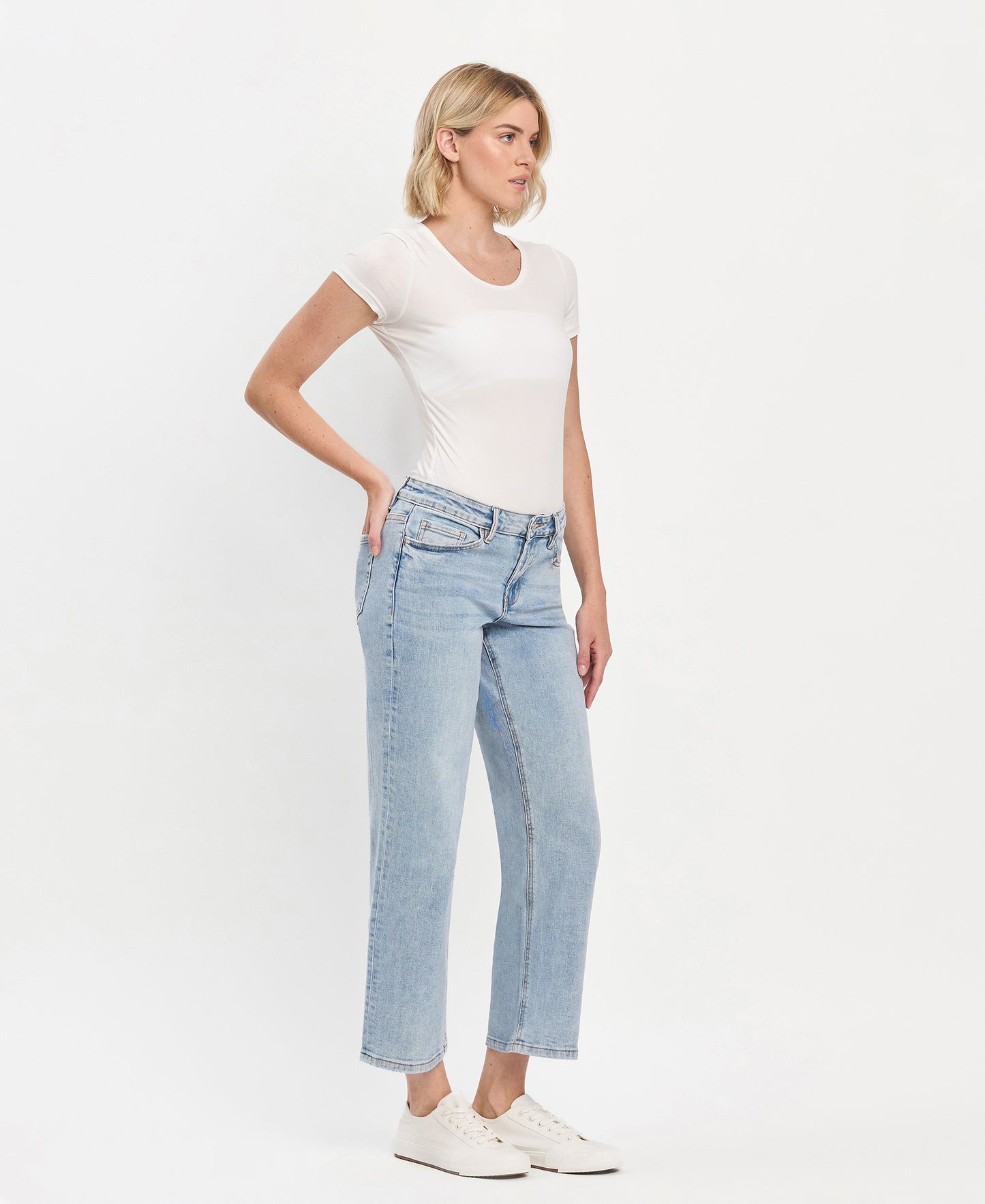 Right 45 degrees product image of Deference - Mid Rise Crop Dad Jeans