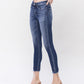 Left 45 degrees product image of Glistening - Mid Rise Raw Distressed Hem Crop Skinny Jeans