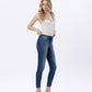 Right 45 degrees product image of Glistening - Mid Rise Raw Distressed Hem Crop Skinny Jeans