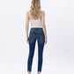 Back product images of Glistening - Mid Rise Raw Distressed Hem Crop Skinny Jeans