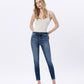 Front product images of Glistening - Mid Rise Raw Distressed Hem Crop Skinny Jeans