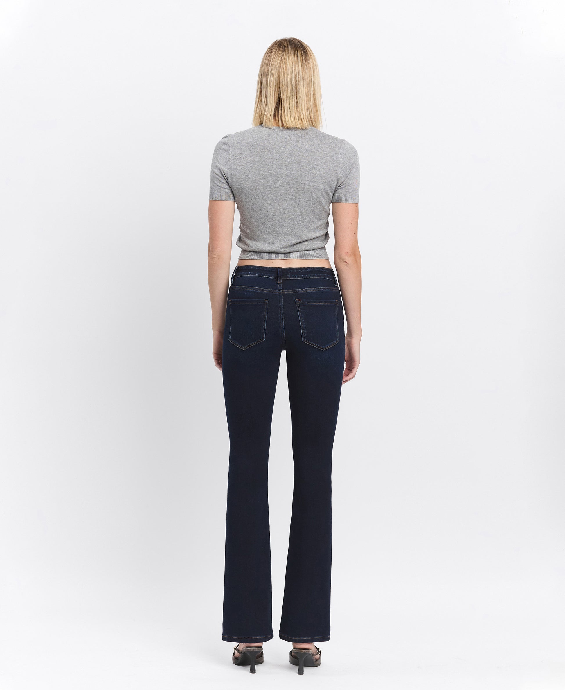 Back product images of Amicability - Mid Rise Flare Bootcut Denim Jeans