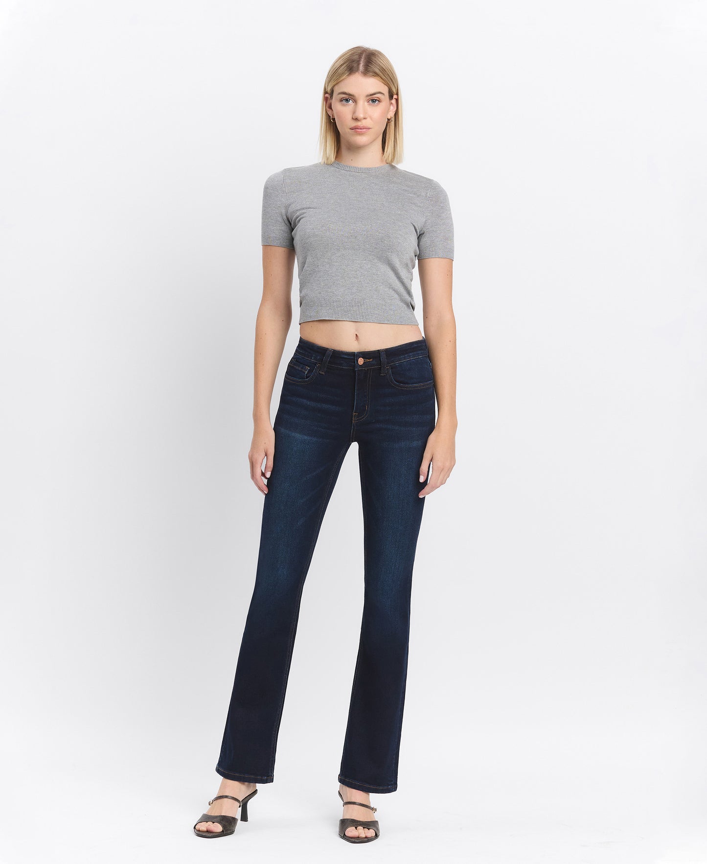 Front product images of Amicability - Mid Rise Flare Bootcut Denim Jeans