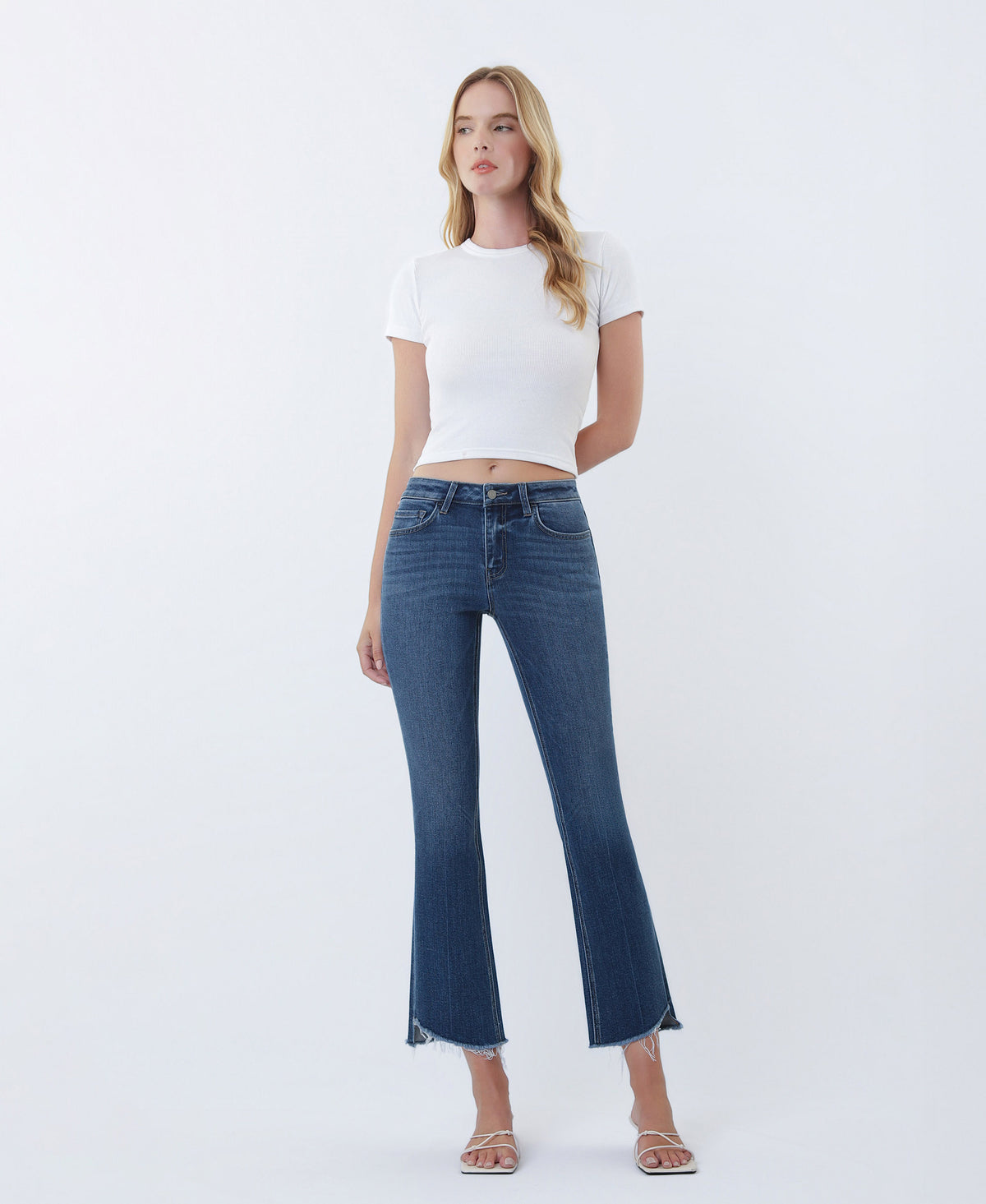 Front product images of Inspirational - High Rise Step Kick Flare Jeans