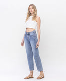 Left 45 degrees product image of Sumptuousness - Rigid High Rise Straight Jeans