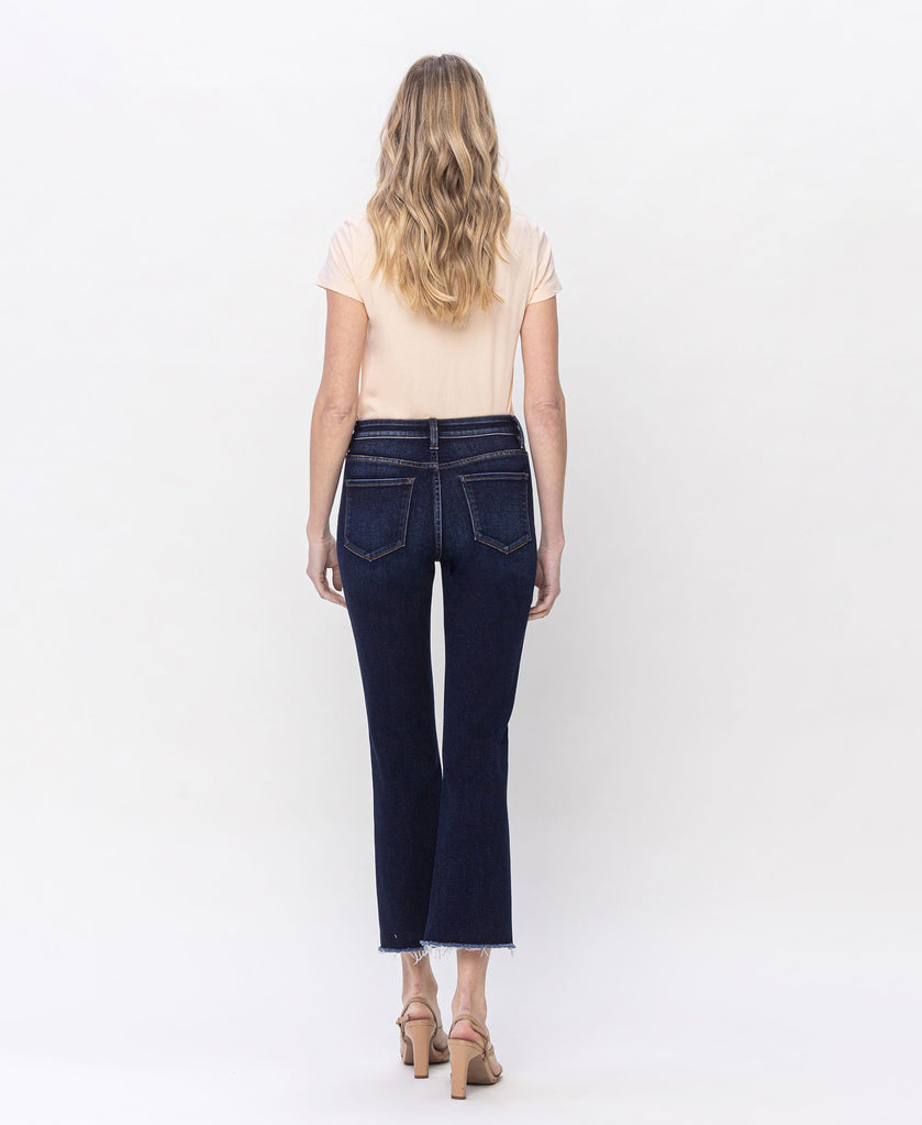 Back product images of Motivated - High Rise Step Raw Hem Crop Flare Jeans