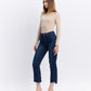 Left 45 degrees product image of Motivated - High Rise Step Raw Hem Crop Flare Jeans