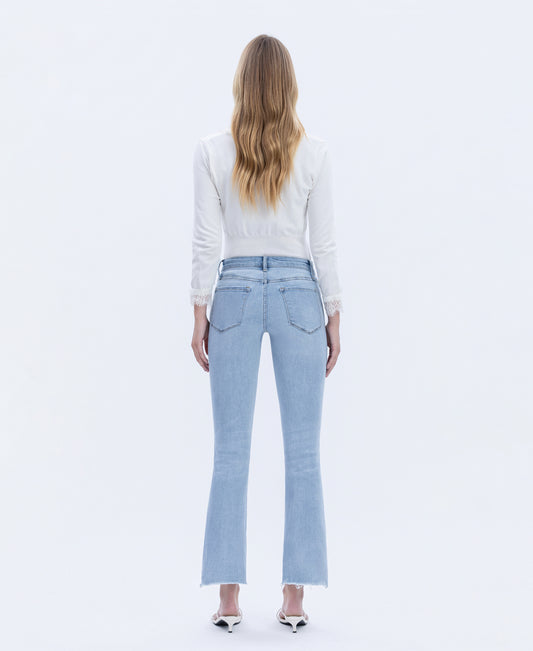 Back product images of Striving - High Rise Raw Step Hem Crop Flare Jeans