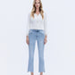 Front product images of Striving - High Rise Raw Step Hem Crop Flare Jeans
