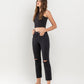 Left 45 degrees product image of Black - High Rise Straight Jeans W Raw Hem