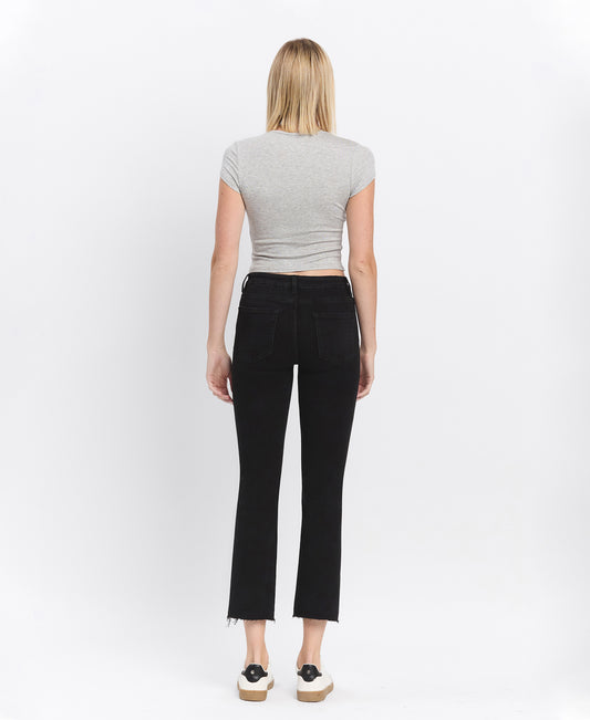 Back product images of Black - High Rise Straight Jeans W Raw Hem