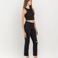 Right 45 degrees product image of Black - High Rise Straight Jeans W Raw Hem