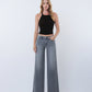 Front product images of Gray - Mid Rise Clean Cut Raw Hem Wide Leg Jeans
