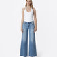 Front product images of Vouchsafe - Mid Rise Clean Cut Raw Hem Wide Leg Jeans