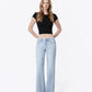 Front product images of Super Light - Mid Rise Clean Cut Raw Hem Wide Leg Jeans