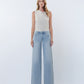 Front product images of Super Light - Mid Rise Clean Cut Raw Hem Wide Leg Jeans