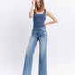 Left 45 degrees product image of Vouchsafe - Mid Rise Clean Cut Raw Hem Wide Leg Jeans