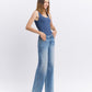 Right 45 degrees product image of Vouchsafe - Mid Rise Clean Cut Raw Hem Wide Leg Jeans