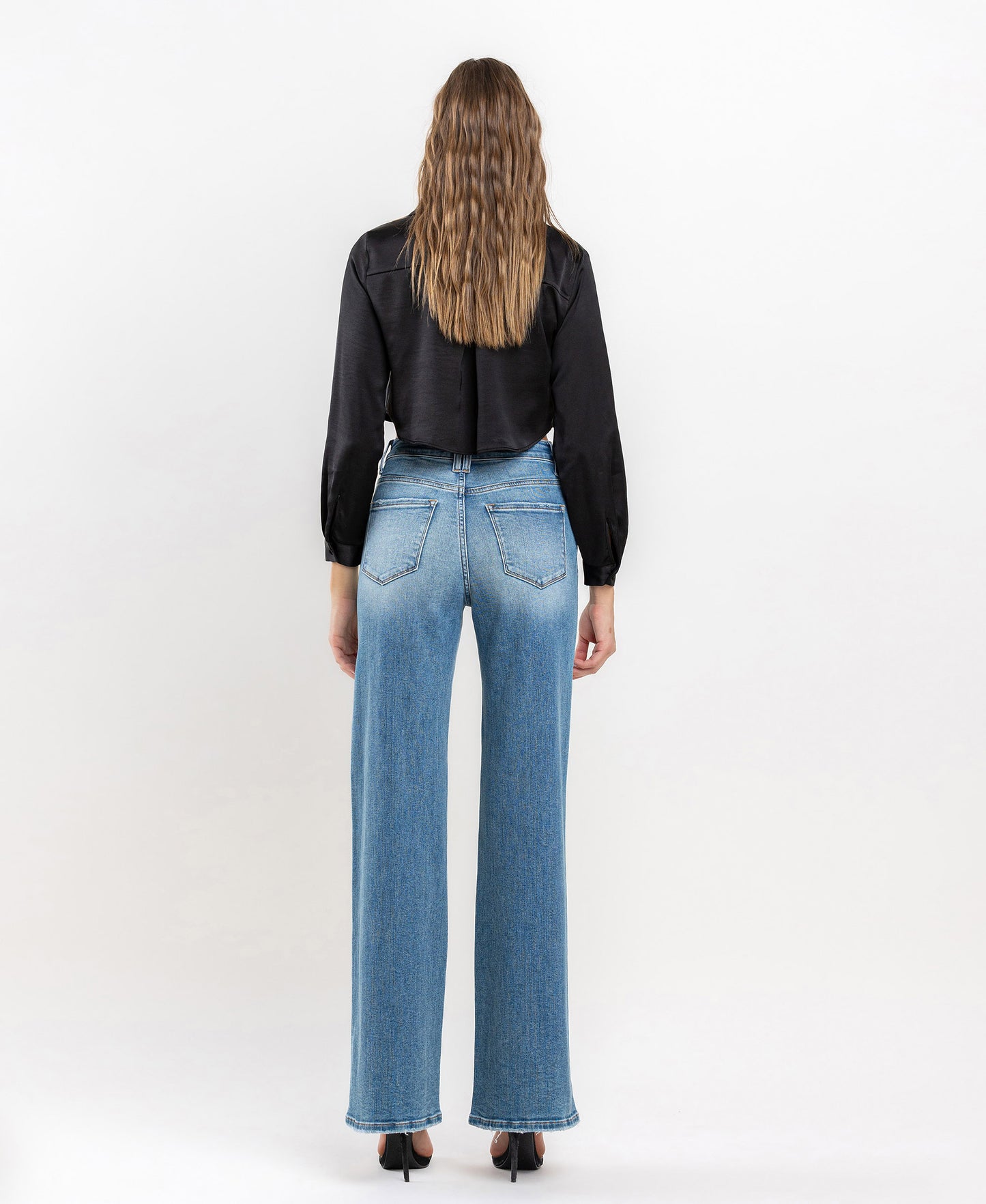 Back product images of Righteously - High Rise Wide Leg Jeans