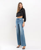 Left 45 degrees product image of Righteously - High Rise Wide Leg Jeans
