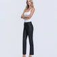 Left 45 degrees product image of Jet Black - High Rise Coated Ankle Slim Straight Jeans