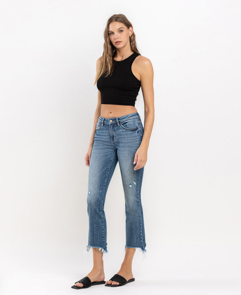 VERVET Prodigy Mid Rise Distressed Cropped Bootcut Jeans