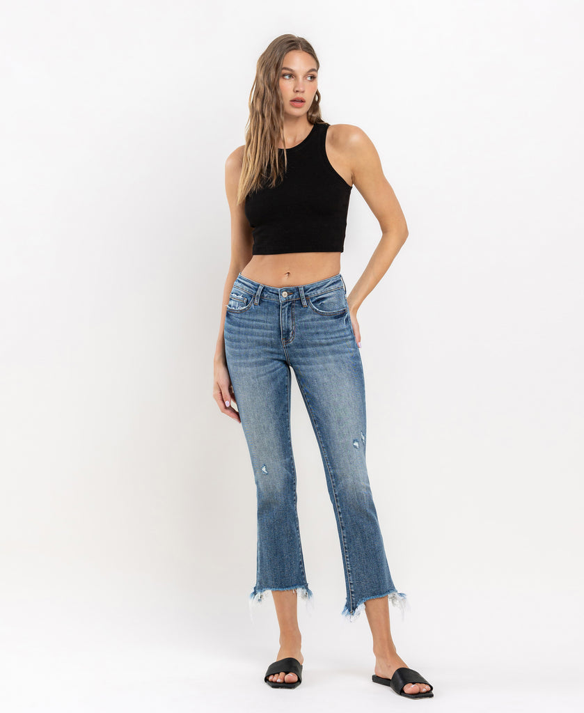 Prodigy - Mid Rise Distressed Cropped Bootcut Jeans