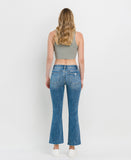 Back product images of Straightforward - Mid Rise Uneven Hem Ankle Kick Flare Jeans