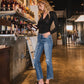 editorial image of Straightforward - Mid Rise Step Hem Ankle Kick Flare Jeans