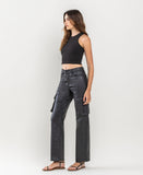 Left 45 degrees product image of Astonished - High Rise Coated Cargo Straight Jeans